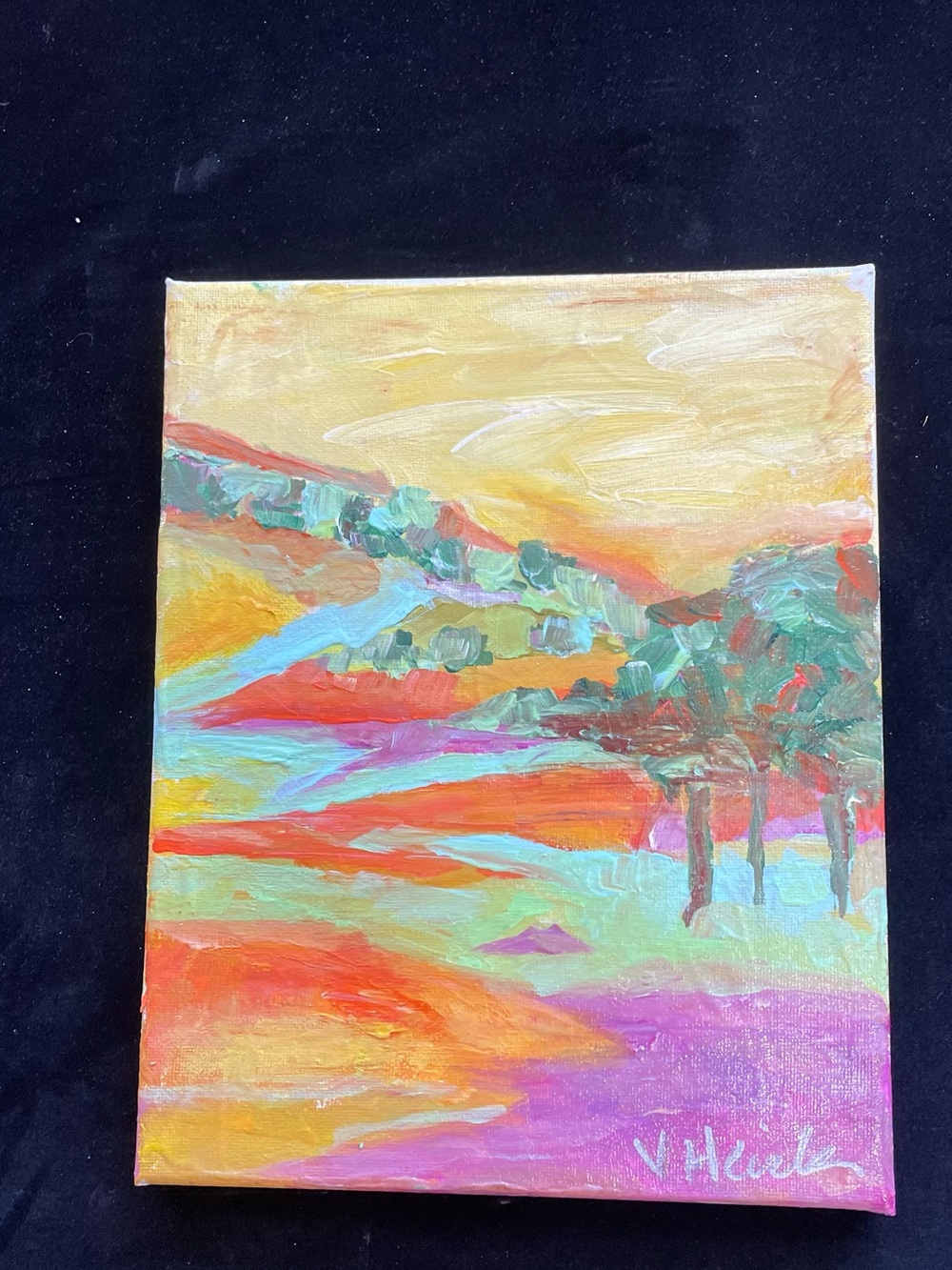 “Morning Sunshine Acrylic Painting Original Painting Small 10”x8”Handmade - Picture 12 of 12